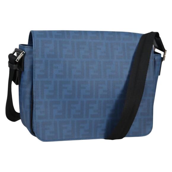 FENDI Zucca Canvas Shoulder Bag Pvc Blue Silver - Picture 1 of 13